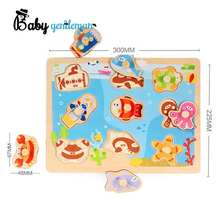 Hot sale early educational toy wooden dinosaur peg puzzle for kids Z14176M