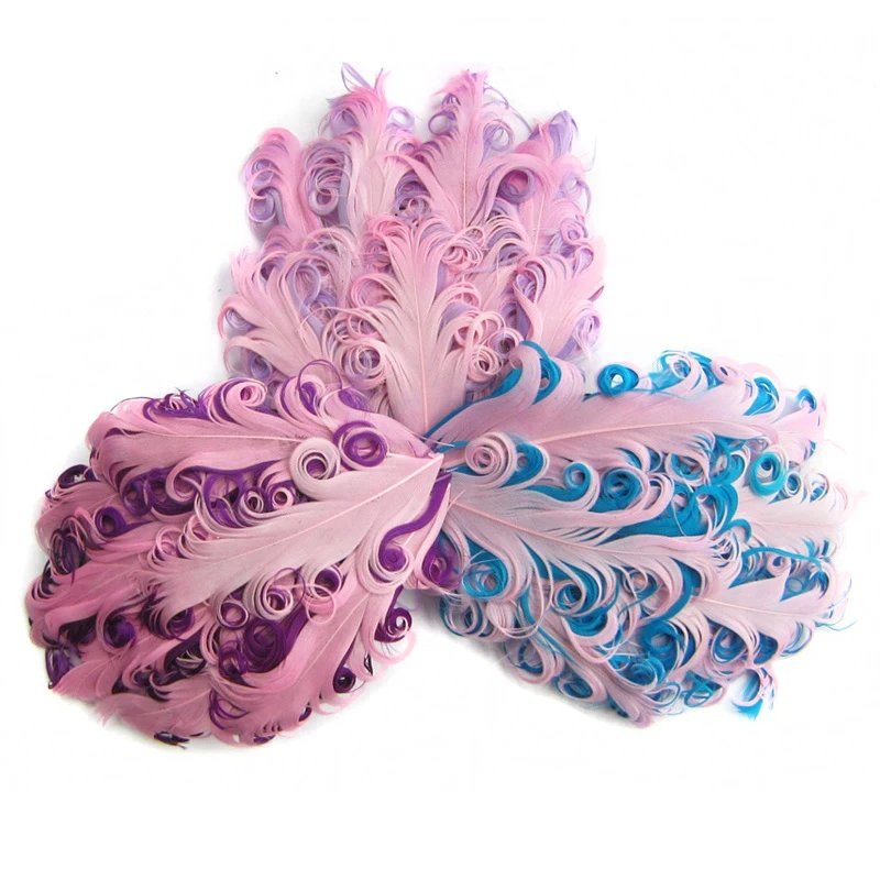 Fashion Multi-Color Curly Goose Feather Pads for Kids Cushion Pads Headbands Hair Accessories