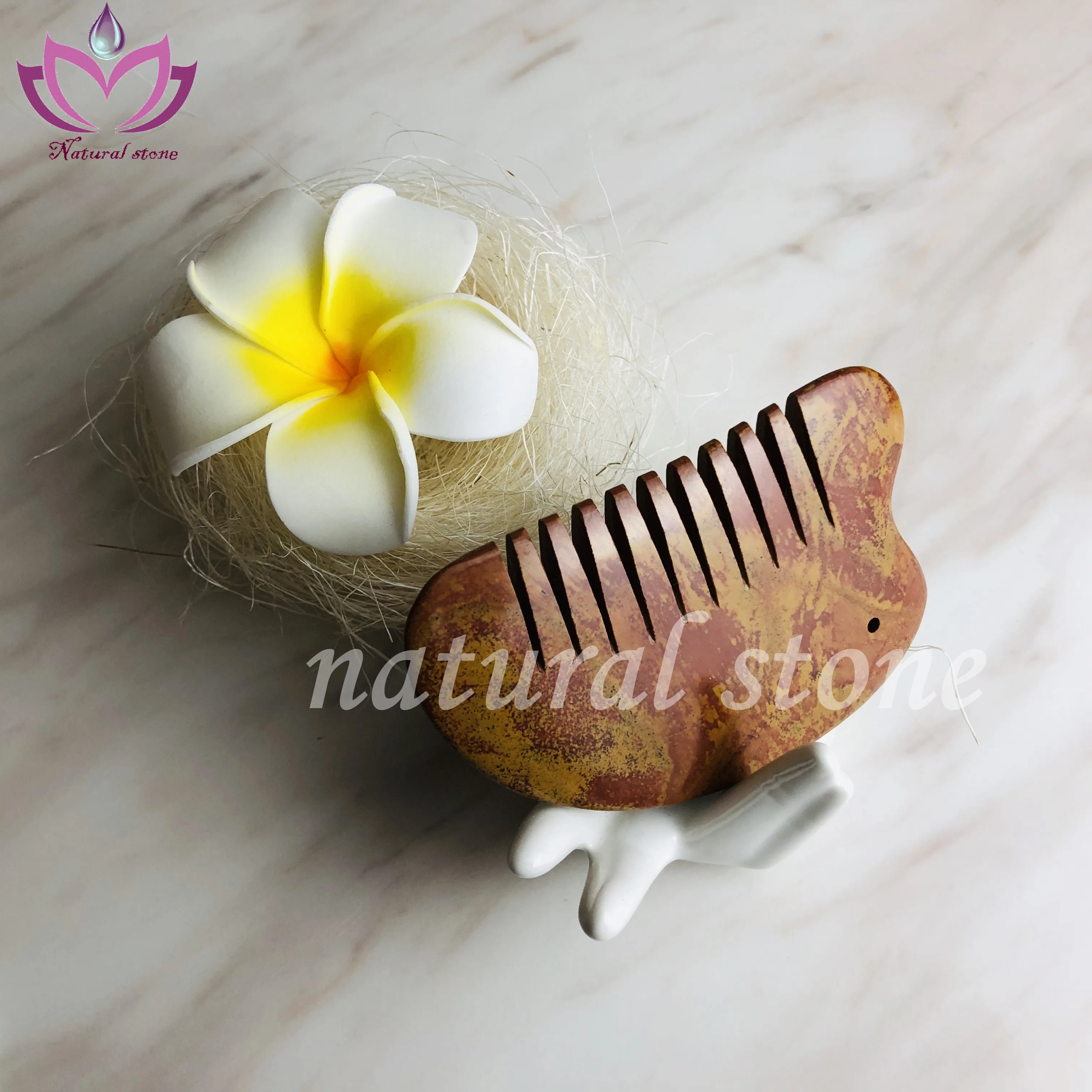 beautiful red bian stone massage comb for head health