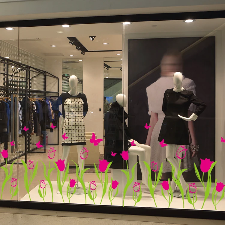 
wholesale Baseboard wall decals, red flower wall sticker,mirror decorative wall sticker 