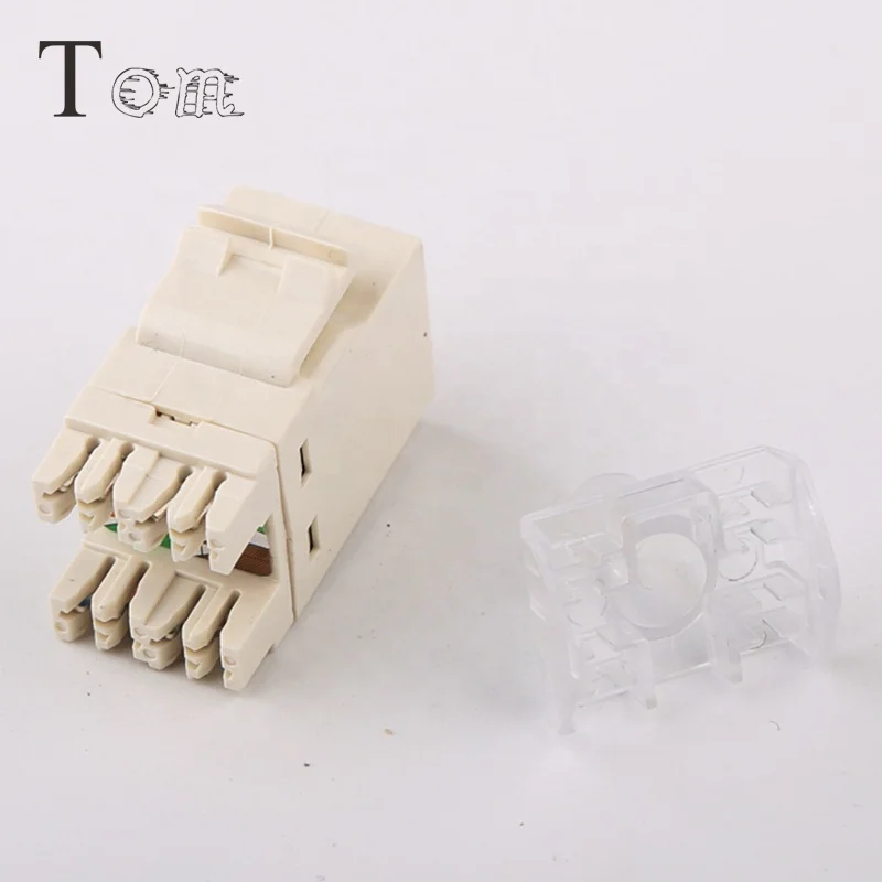 TOM-KJ-5 CAT5E/C6 UTP keystone jack 110IDC type, 180 degree telecom communication White Wall Module Cat6 RJ45 UTP Keystone Jack