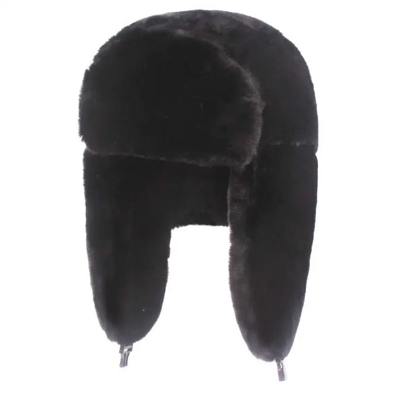 Grass Rabbit Lei Feng Cap Trapper Hat Warm Fur Russian Style Fur Customized Winter Earflap Hat Embroider Round Hat Custom Logo