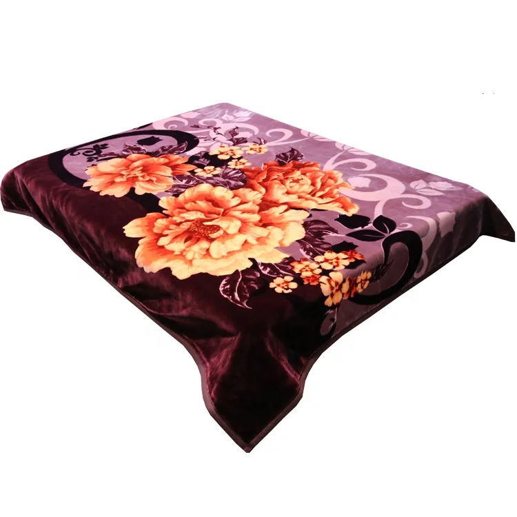 Green flower 2 ply embossed Korea premium quality new mink blanket for winter