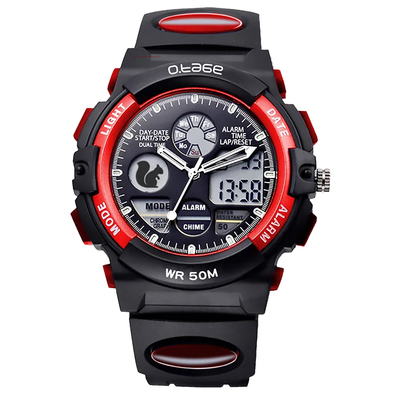 
wholesales christmas children Electronic sport watch for students kids teenagers with LED night light Black 