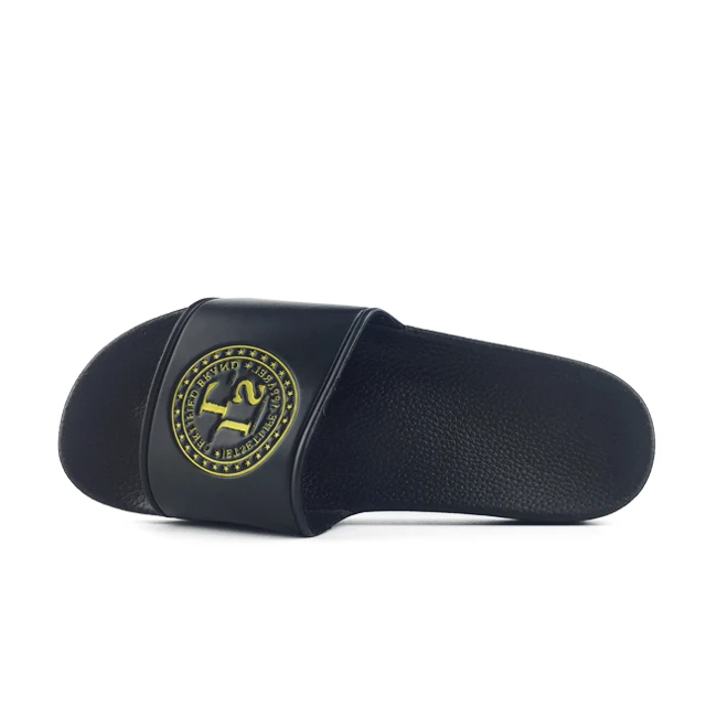 Greatshoe Пользовательский логотип антистатические летние ПВХ Черные тапочки скользящие сандалии для мужчин