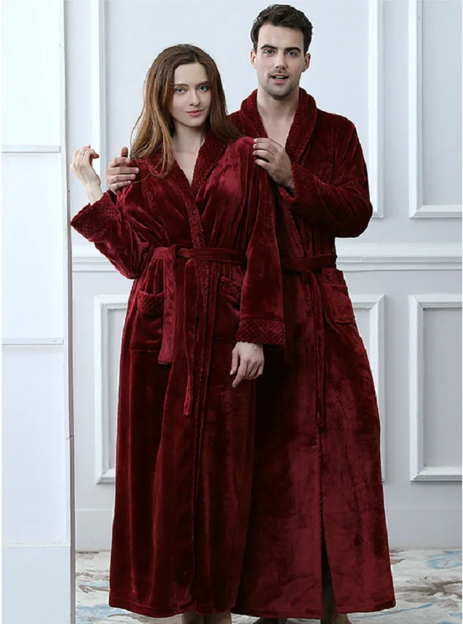 
Women Men Soft Long Collar Fleece Bath Robe Dressing Gown House Coat Nightwear Women Men Soft Long Collar Fleece Bath Robe Dressing Gown House Coat Nightwear