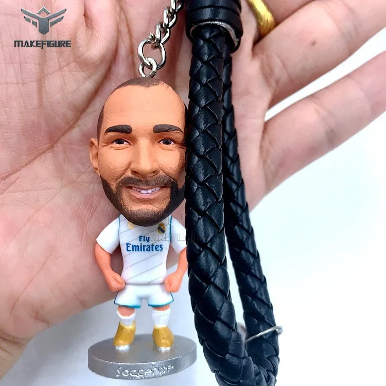 original football player keychain figure gift, high quality footballer figure keychain, famous world up football player keychain