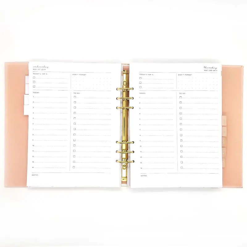 2021Custom Printing Paper Ring Binder Weekly Monthly Planner Organizer