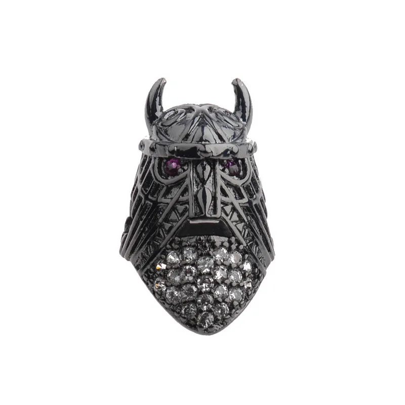 USA viking helmet red eye white zircon micro pave beads copper good quality color plated man bracelets diy charms beads
