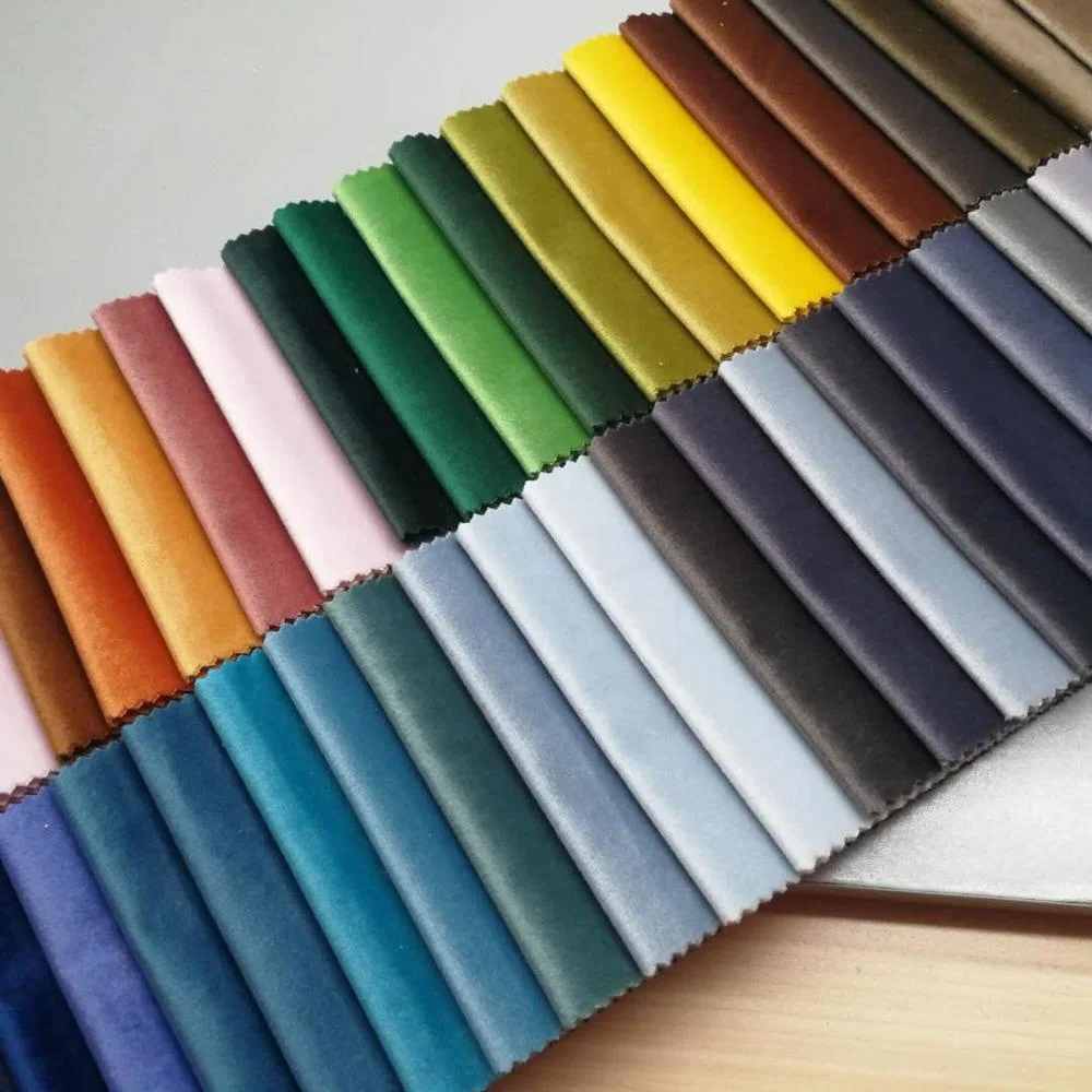 2019 Hot sale cheaper price soft 100% polyester warp knitted plain dyed holland velvet fabrics for sofa