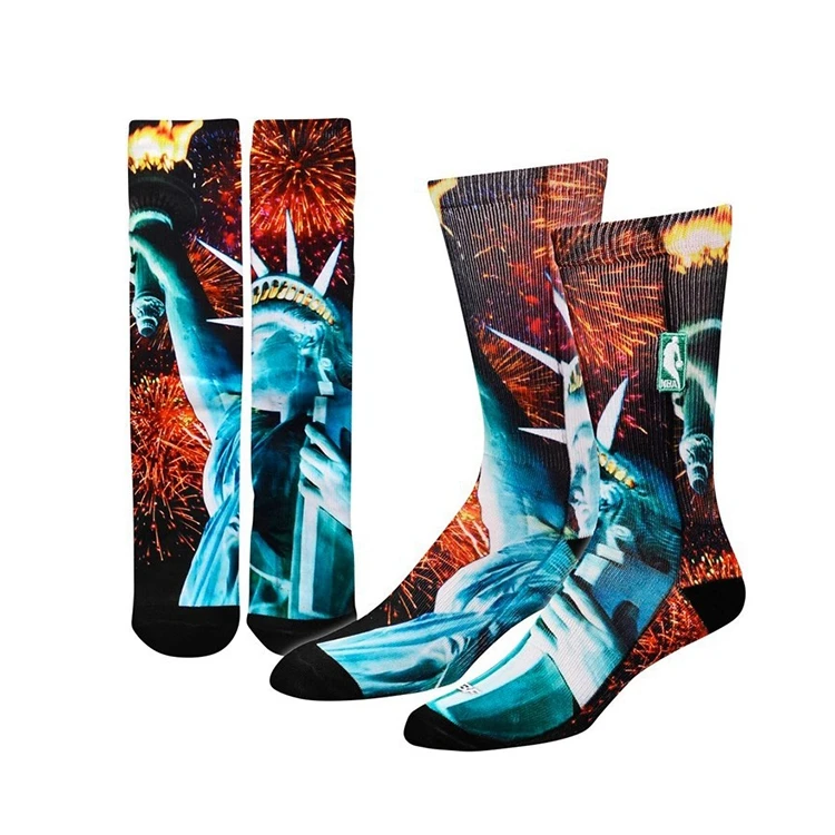 custom logo sublimation 3d printed blank socks digital printing design your own sock meias