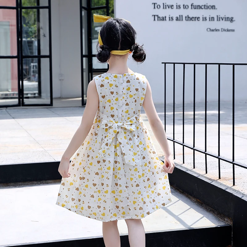 
2019 New Products Kids Summer Sleeveless Lovely Girls Cotton Fabric Princess Dress 