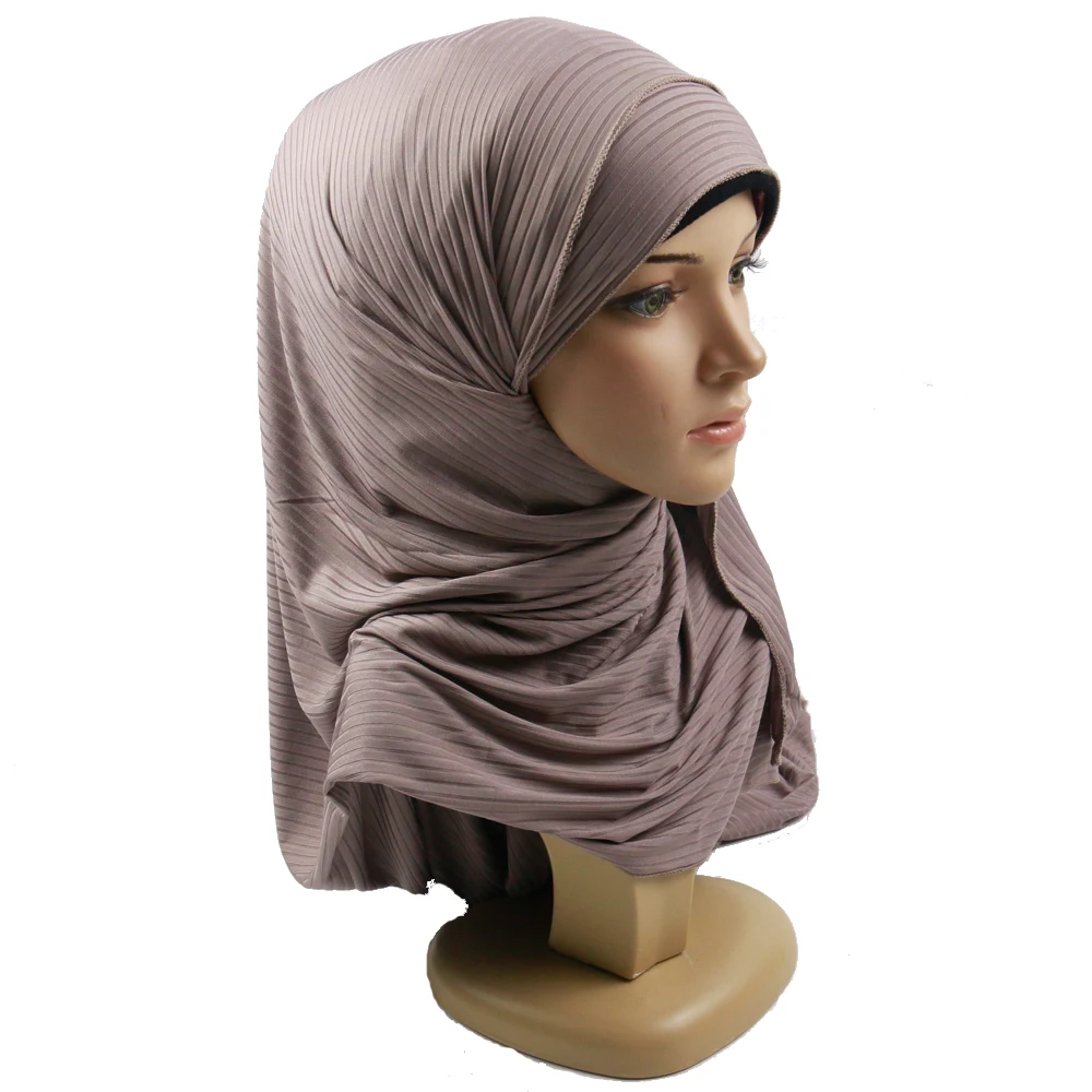 2021 New Fashion Custom Logo Cotton Hijab Ribbed Jersey Scarf Muslim  Plain Crumple Wrap Scarves Hijab Wholesale