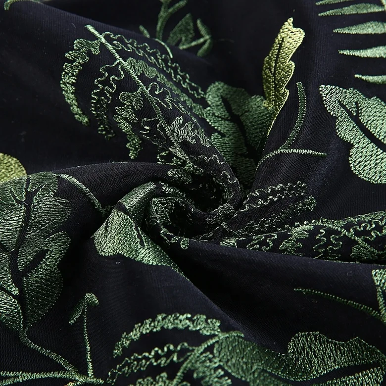 HA-15348 Hot selling bonded with embroidery italian dress velvet mesh fabric