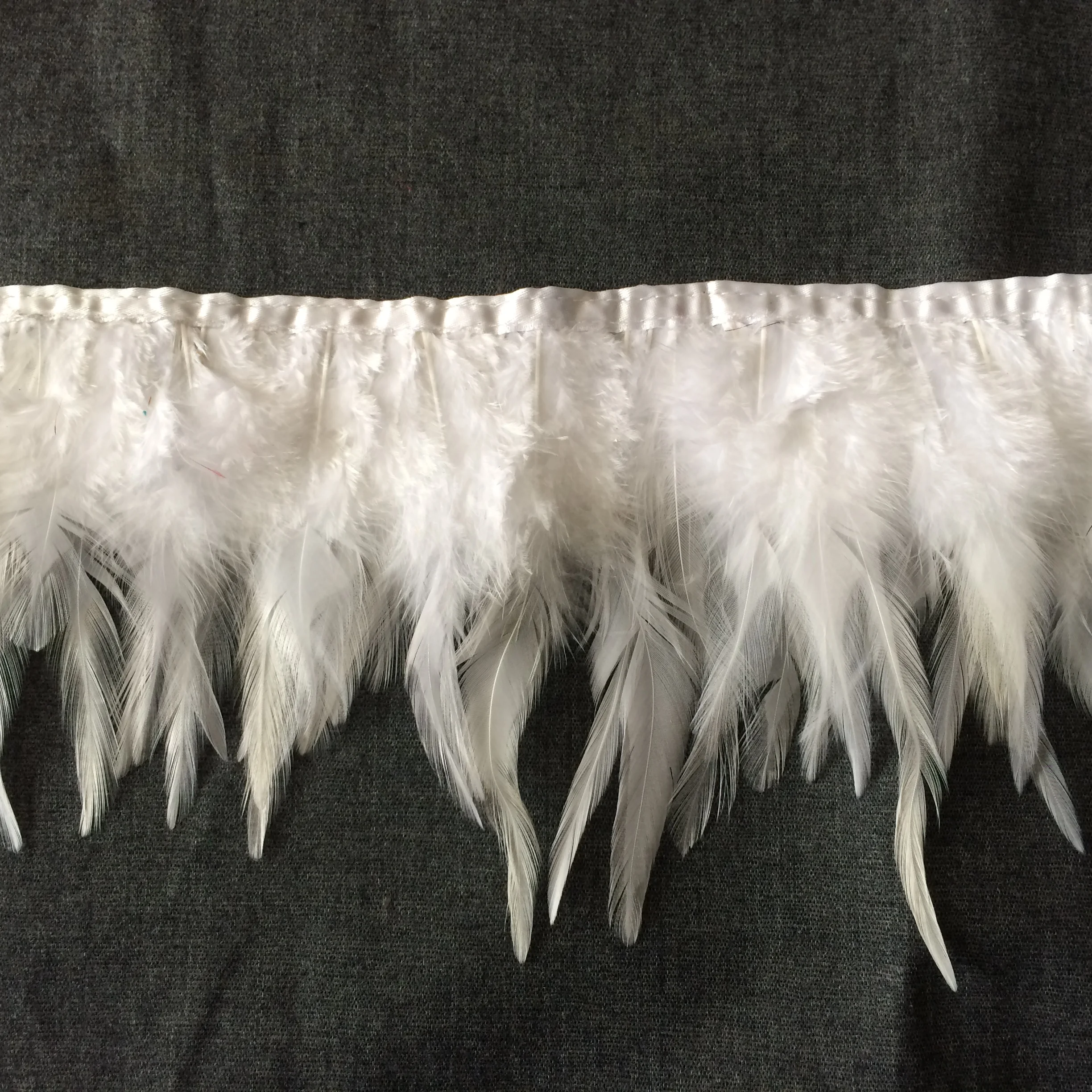 White Saddle Feather Fringe Trims for Skirt / Costume / Wedding Deco Accessories