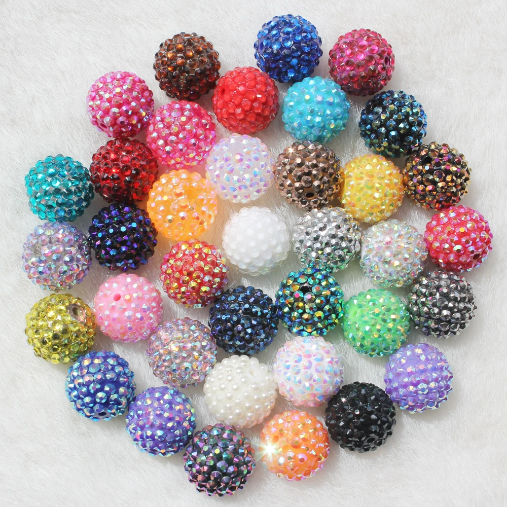 30MM Acrylic Rhinestone Beads Chunky Round Beads Shiny Bling Gumball Beads AB Finish