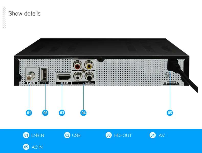 Black Outlook DVB S2 HD Satellite Receiver DVB-S2 Set Top Box TV Digital TV Receiver