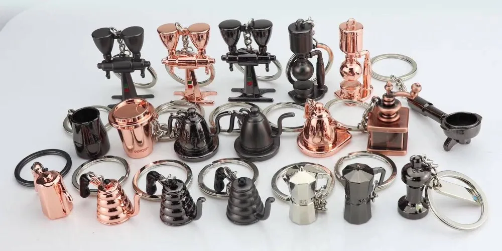 diy logo 3D mini coffee cup keychain custom coffee key chain mini cup shape keychain