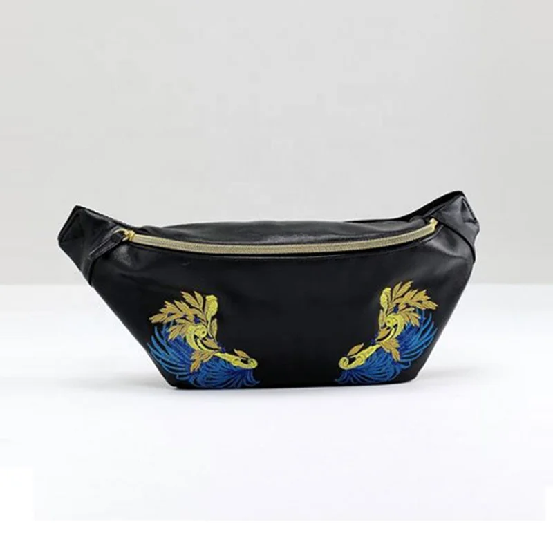 
2019 High Quality Custom Embroidered Luxury Fanny Pack Girl Waist Leather Bag For Men 