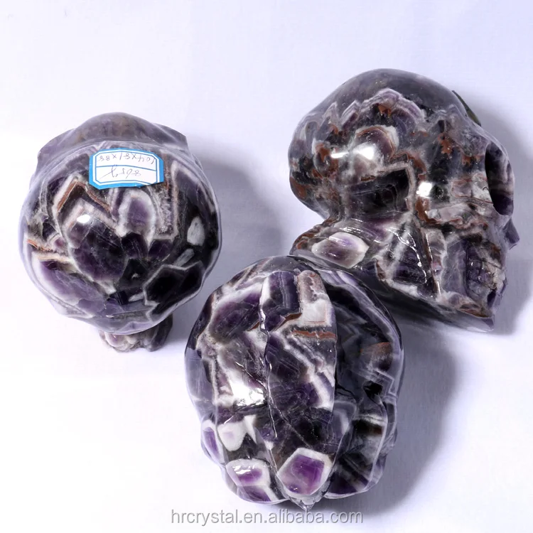 Wholesale Natural Rock Chevron Amethyst Alien Crystal Skulls for Decoration