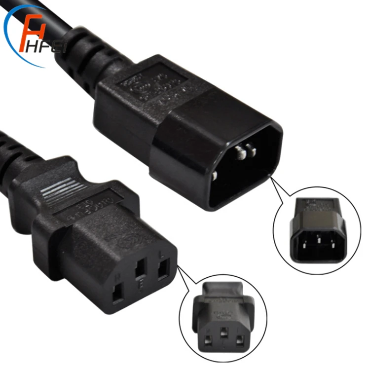 HF male connector electric ac power cable for computer power cord c13 to c14 cables