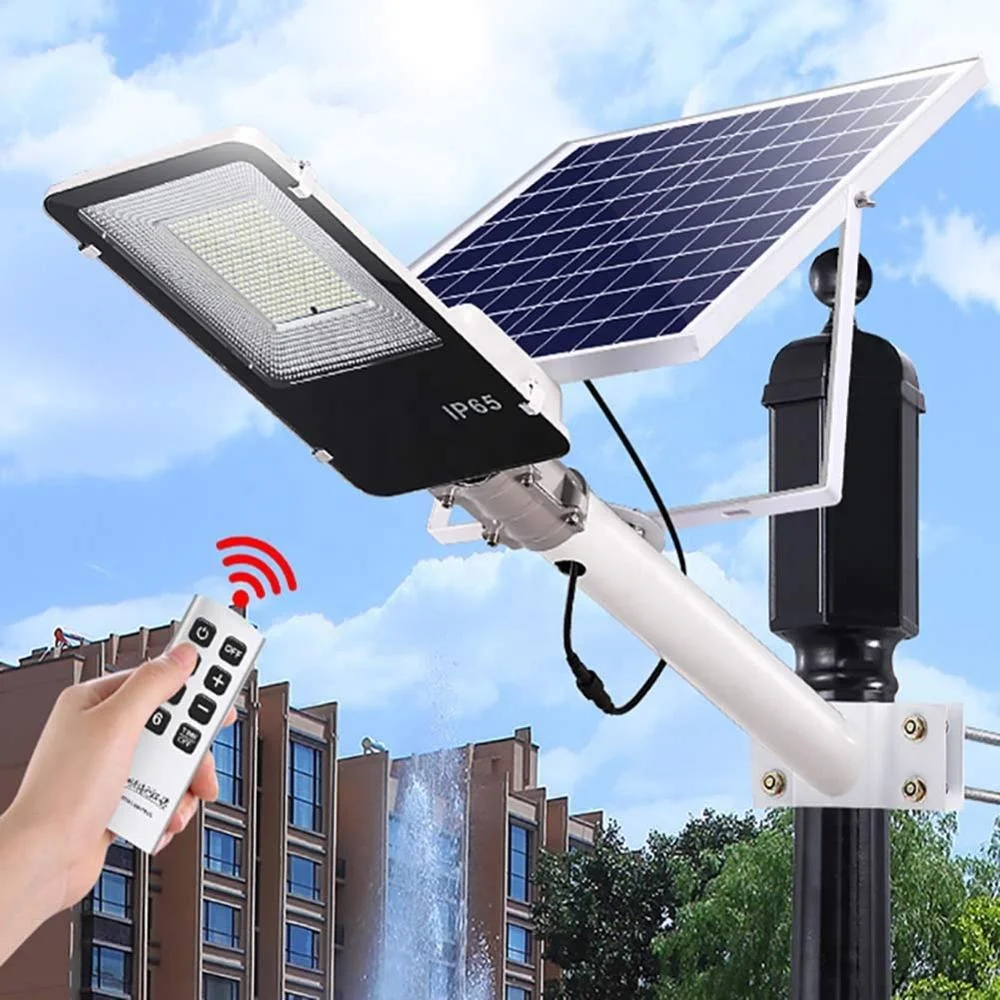 108LED Solar Street Light Outdoor LED Flood Lights Lamp with Remote Control Timing High Brightness Dusk to Dawn Security Light