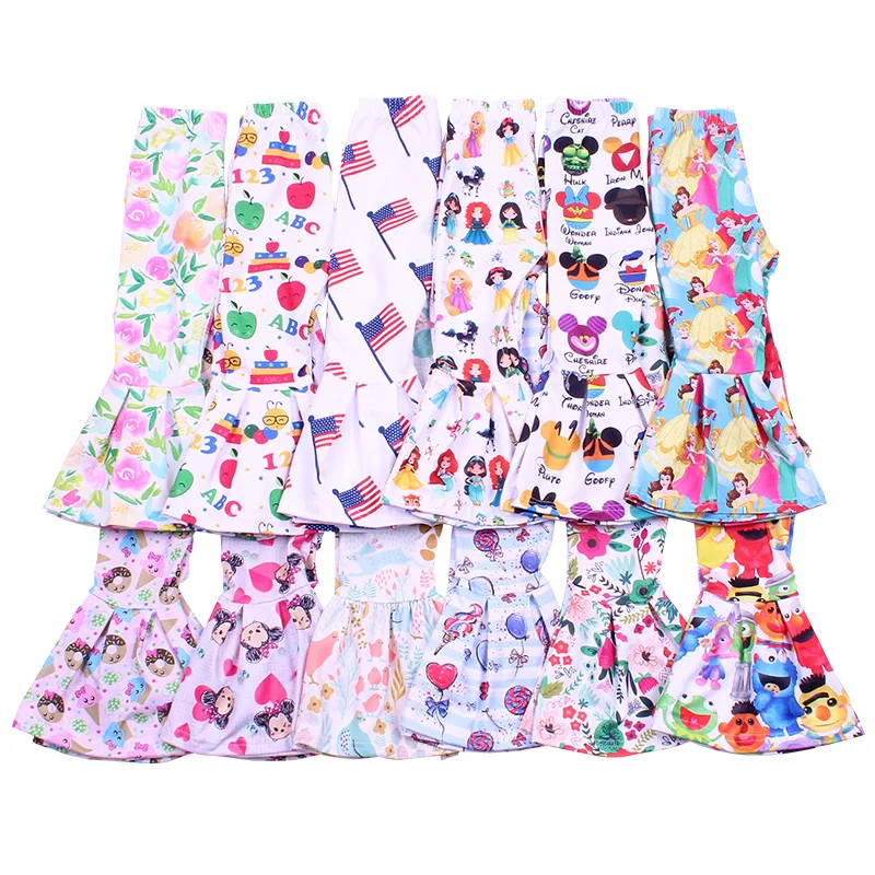 
Popular children clothing personalized pants for girls plus size toddler flare leggings elastic band kids trousers 2019 hot sale 