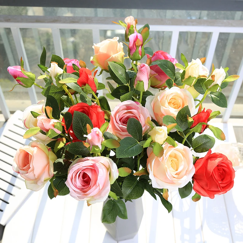 High Quality Silk Real Touch Artificial Peony Wedding Plastic Flower Bouquets