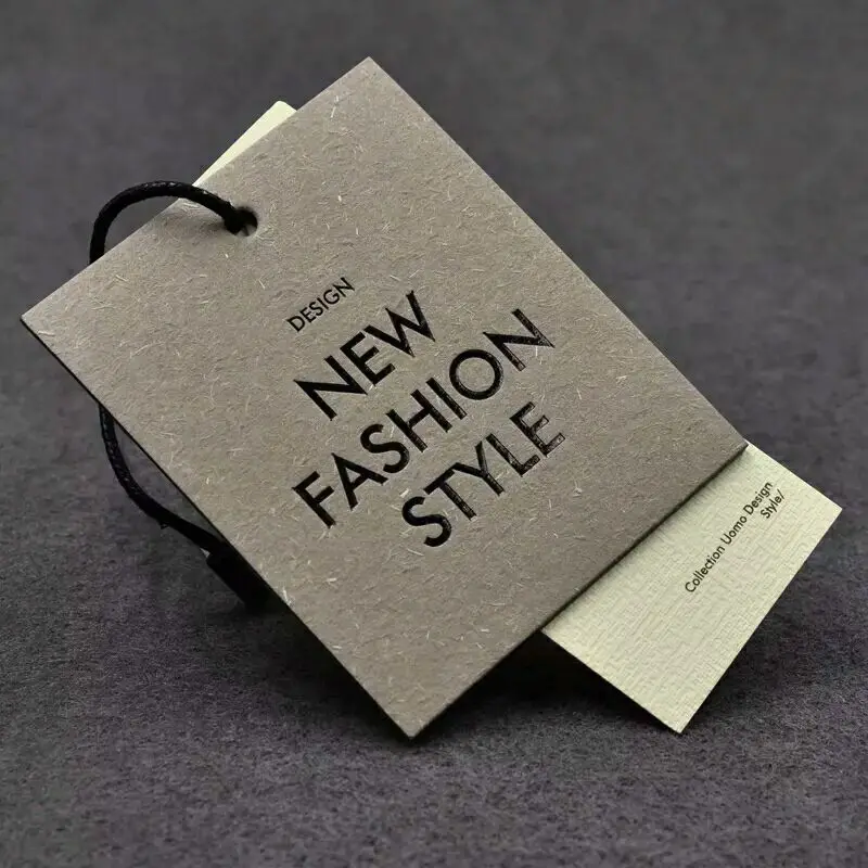 Color printing both sides die cut label hanging string paper hang tag