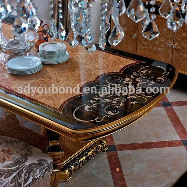 
0061 European classic round dining room set wood furniture 