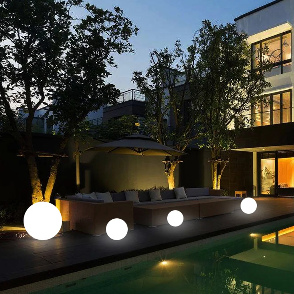 
remote rgb colors changing illuminated led ball light battery rechargeable / solar powered landscape outdoor big ball light 