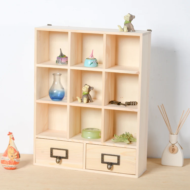 
Guangdong Nine Grid Wooden Display Case Showcase Wooden Storage Cabinet 