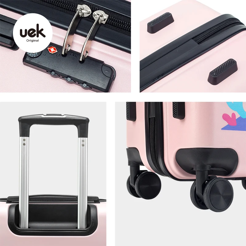 Uek, оптовая продажа, 18 дюймов, милый детский чемодан на колесиках с красочным мультяшным рисунком