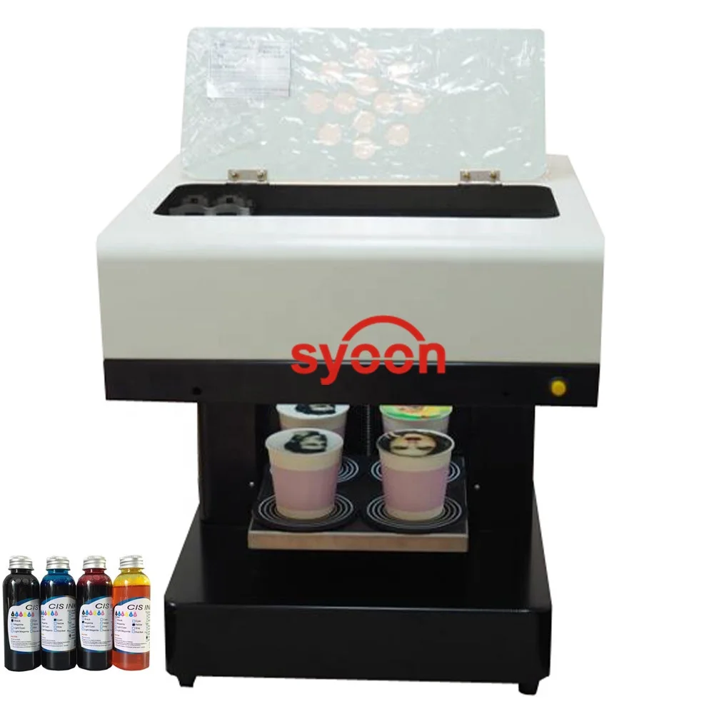 Android touch screen coffee latte printer, edible inkjet coffee printing machine for coffee and cake