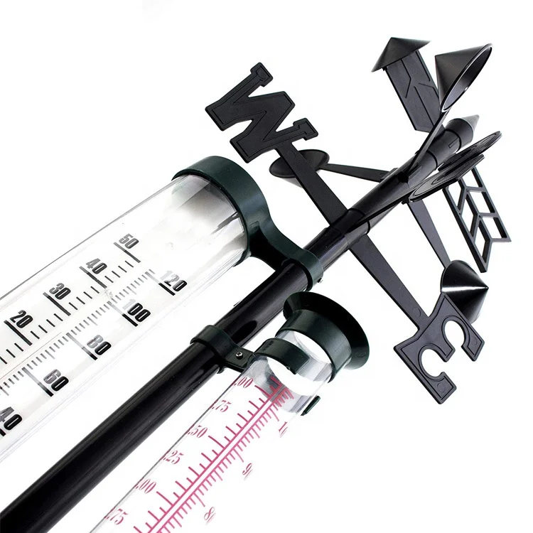 Cheap PP+PS+Iron Material weather vane wetter station wind vane with thermometer & rain gauge and wind wind indicator