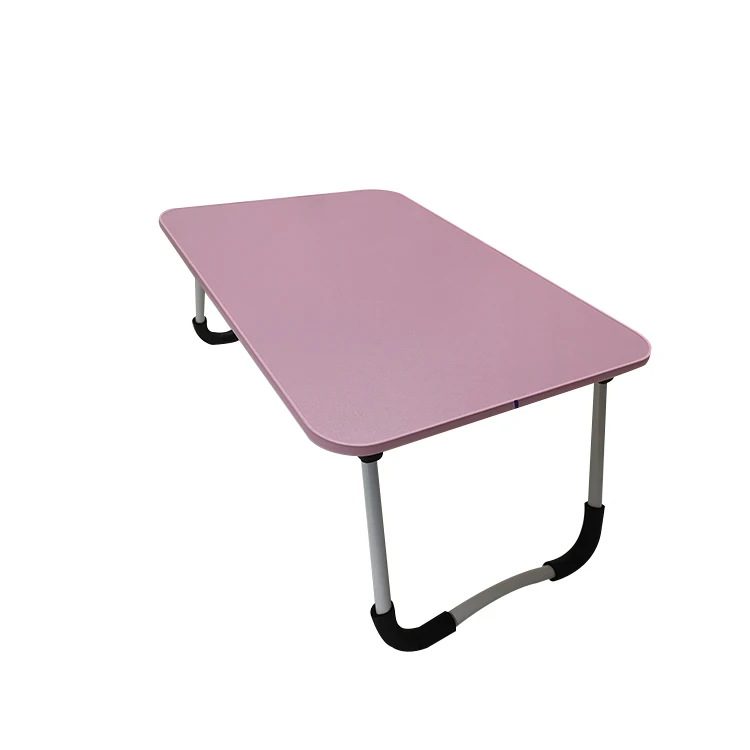 Dormitory Wooden anti skidding curved Foldable Chipboard Computer Lap Desk Folding bed laptop study table for bed