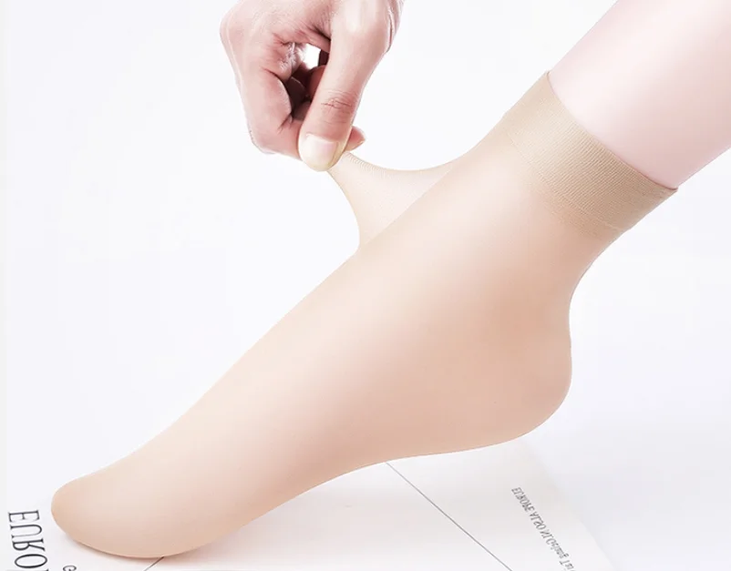 Воздухопроницаемые нейлоновые прозрачные короткие шелковые чулки из спандекса летние носки для женщин ультратонкие с защитой от затяжек