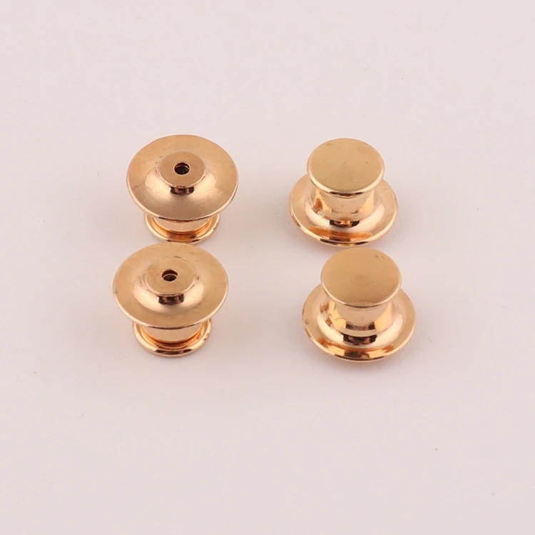 gold color brass locking flat head lapel pin back keeper for clutch pin back clasps