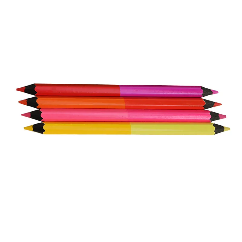 Pre Sharpened 7 Inch Jumbo size black wood double Side Bi color black wood color pencils