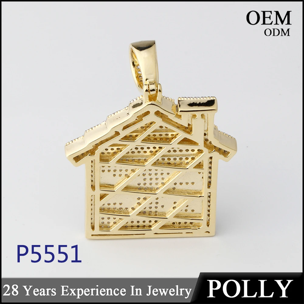 
Wholesale men 925 silver iced out cz hip hop charm house pendant on stock 