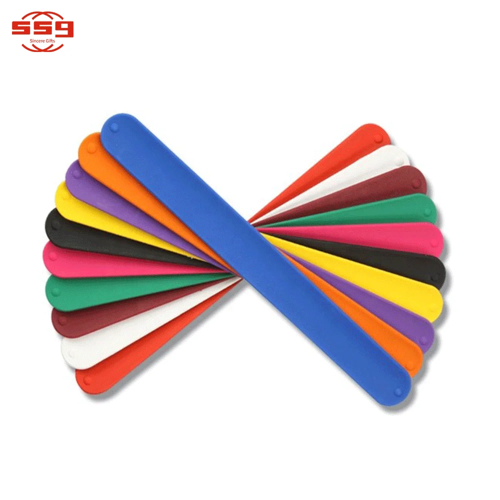 Fashion easy clap snap slap bracelet silicone Wristband with custom printed logo