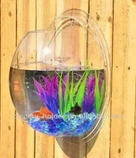 Wall mounted acrylic fish tank in semicircle