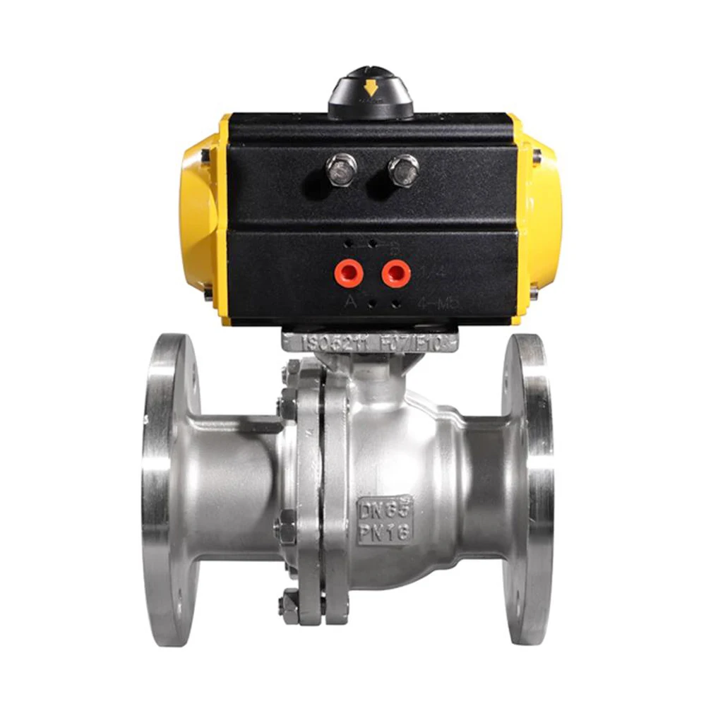 COVNA DN80 3 inch 2 Way Double Flange Type Remote Operated Stainless Steel Pneumatic Actuated Ball Valve