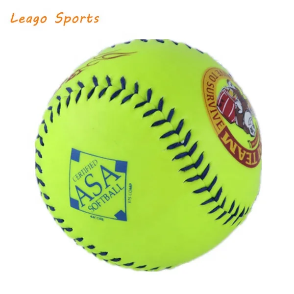 high quality  12 inch custom logo PVC leather poly core slow pitch ASA softball