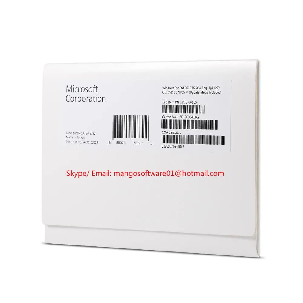 
Microsoft Windows Sever 2012 R2 Standard 64 bits DVD oem package Activation online 