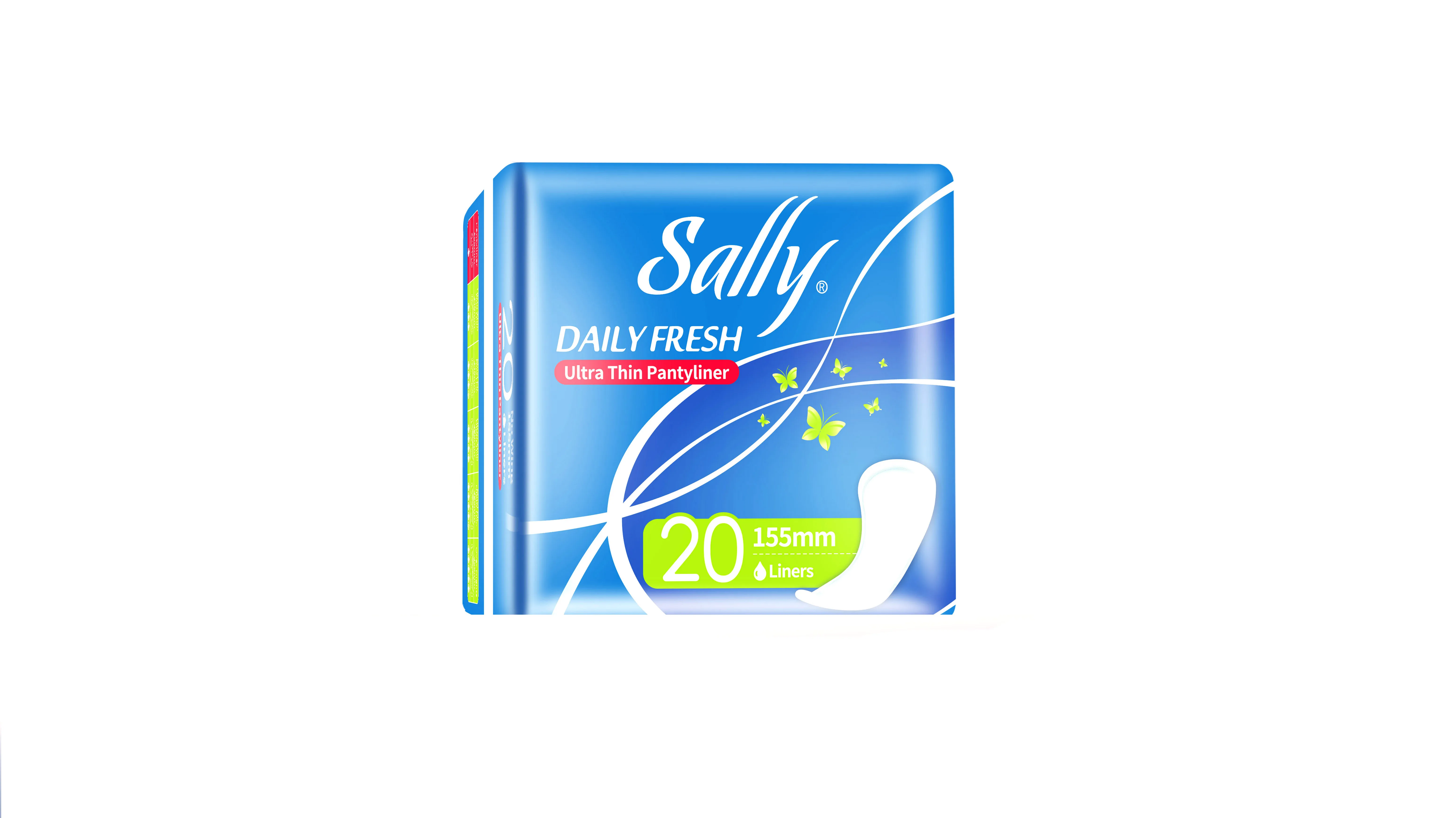 Sally wholesale lady disposable comfort ultra thin 155mm pantyliner pads