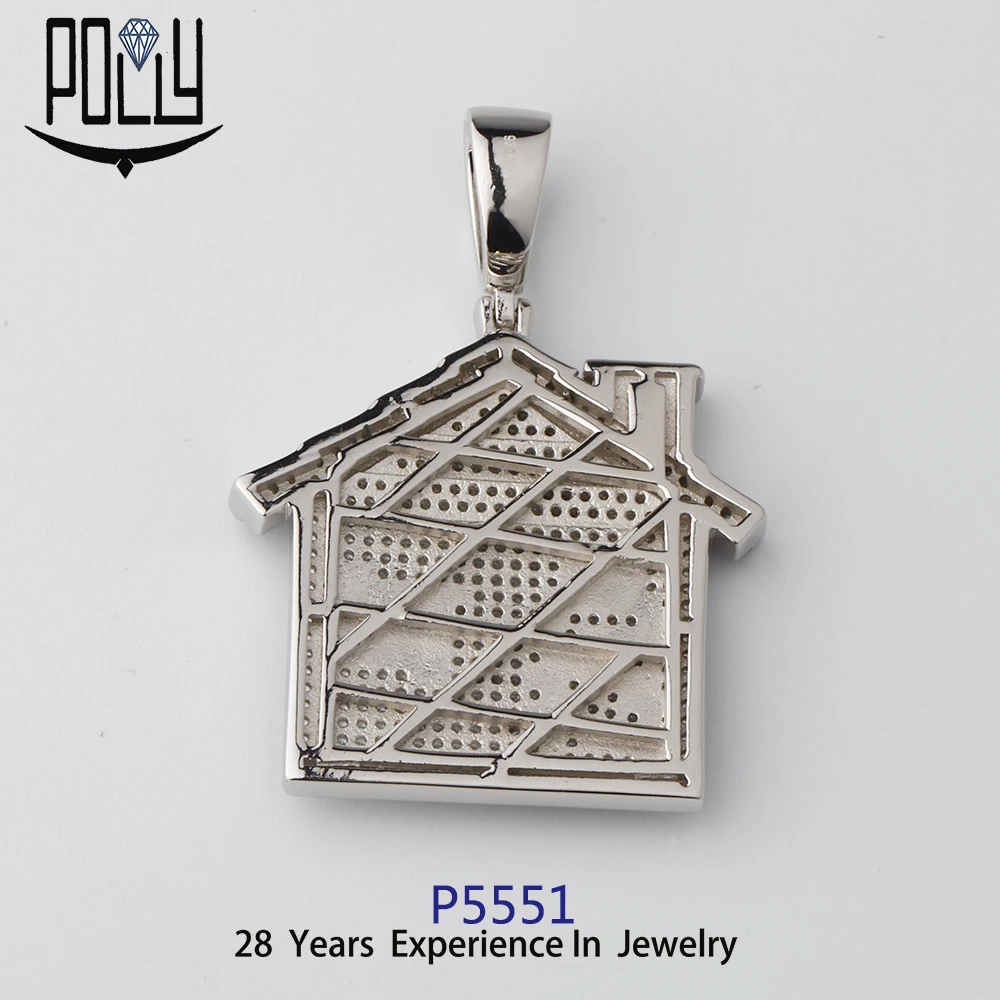 
Wholesale men 925 silver iced out cz hip hop charm house pendant on stock 