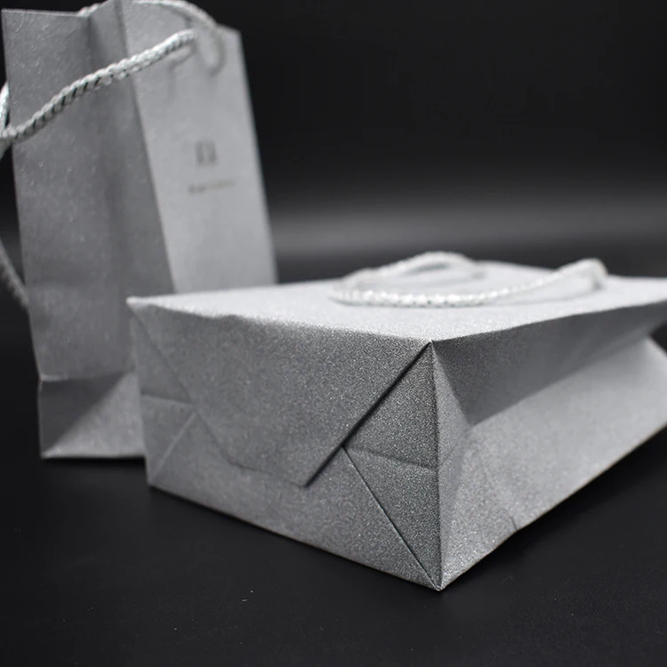 Wholesale best price shopping wrapping silver glitter paper bags for gift packing