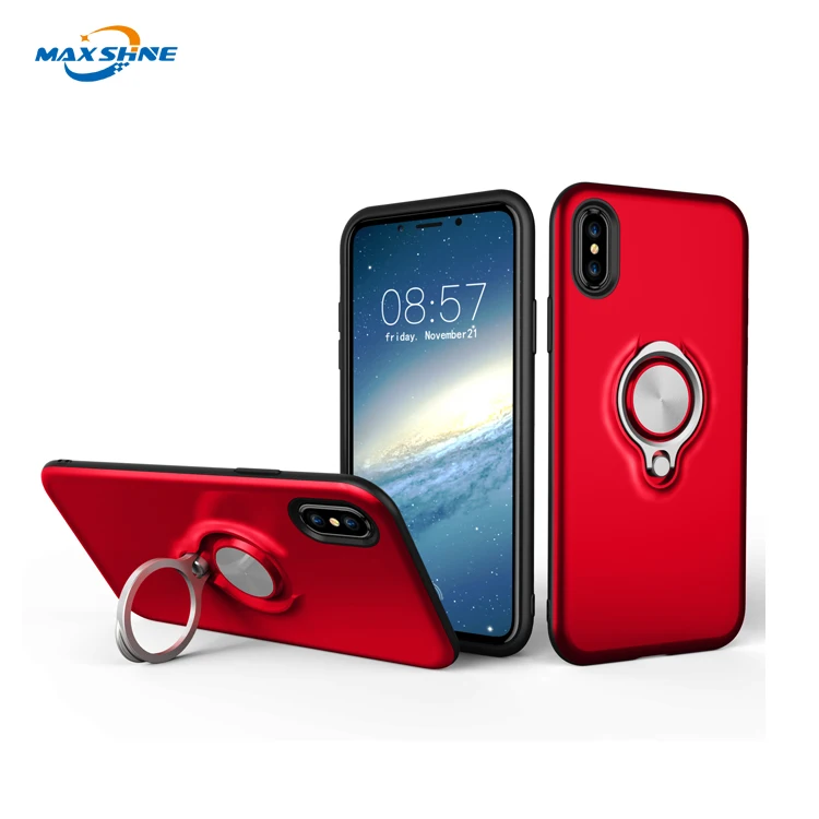 Slim Shockproof Magnet Hidden for iPhone X 10 with Finger Ring Holder Stand