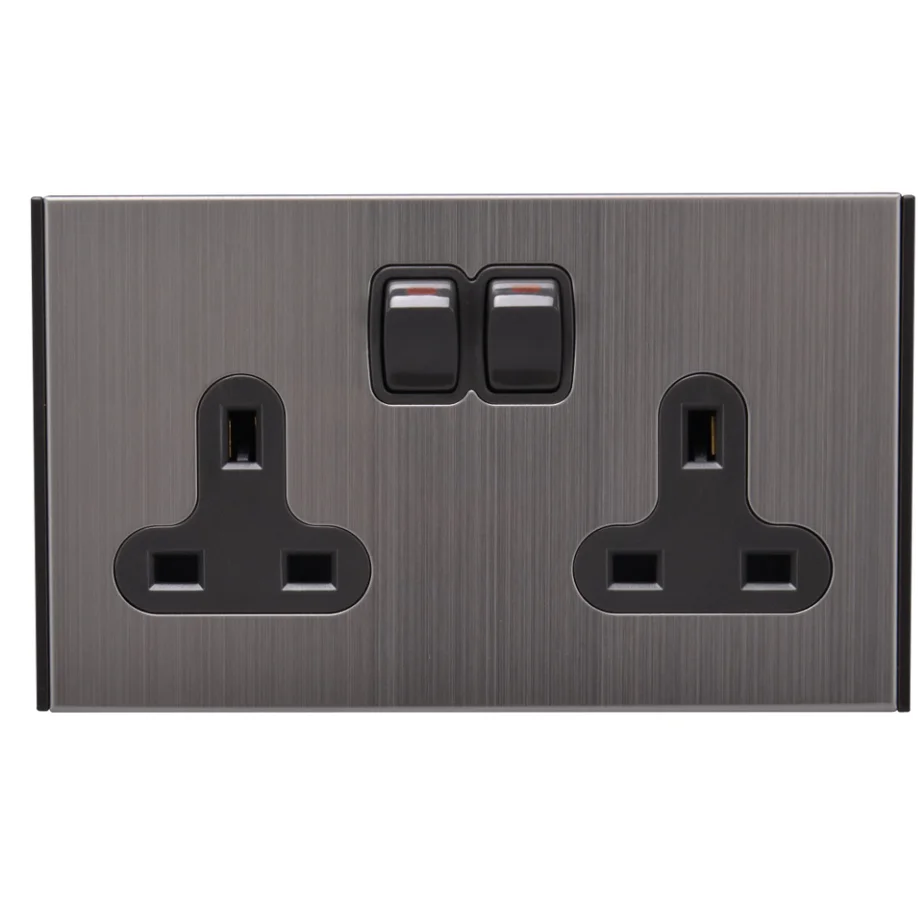86mm 2 gang 6 pin Universal UK Good design wall switched socket